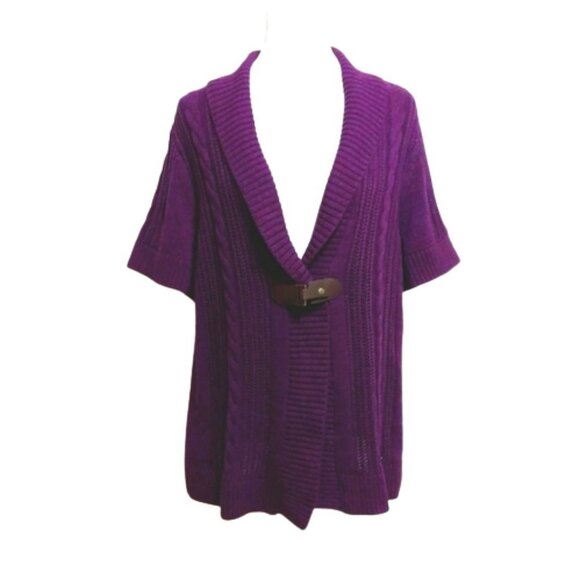 Christopher Banks Cotton Wrap Cable Knit Cardigan Sweater - Picture 1 of 5